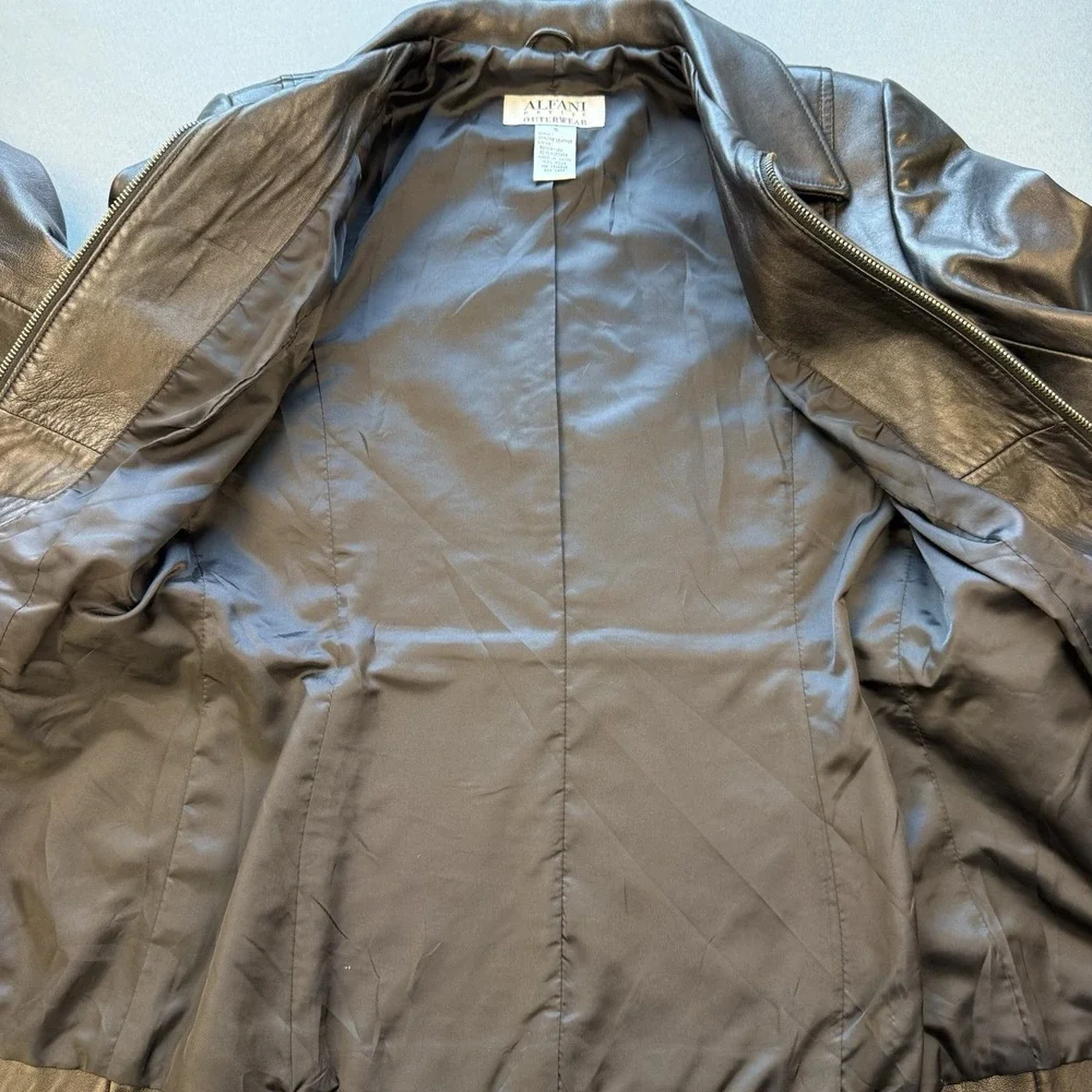 Alfani Petite Outerwear Women's Small Soft Supple Leather Coat Jacket Full Zip - Picture 6 of 11